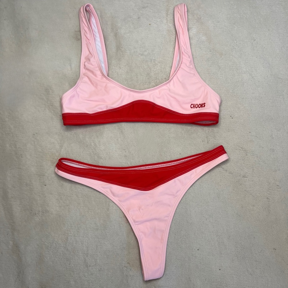 Boutine LA Pink and Red Two-Piece Bikini Set